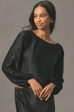 By Anthropologie Balloon-Sleeve Silky Blouse
