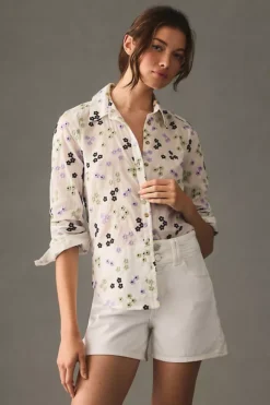 Maeve Embroidered Buttondown Blouse
