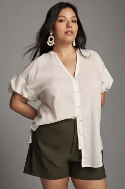 By Anthropologie Bubble-Sleeve Blouse