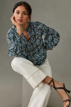 By Anthropologie Henley Peasant Blouse