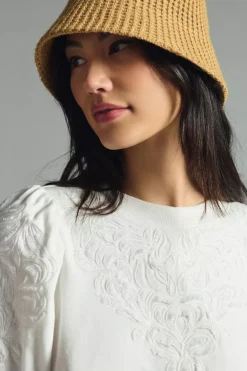 By Anthropologie Embroidered Puff-Sleeve Sweatshirt -Anthropologie Shop 4111942480005 011 b3