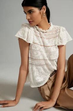 By Anthropologie Lace Sweater Tee