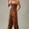 By Anthropologie Printed Balloon Leg Jumpsuit