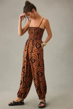 By Anthropologie Printed Balloon Leg Jumpsuit