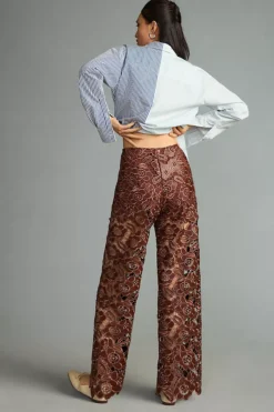 By Anthropologie Faux Leather & Lace Wide-Leg Pants -Anthropologie Shop 4123348690060 022 b4