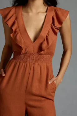 By Anthropologie V-Neck Ruffle Jumpsuit -Anthropologie Shop 4124652010028 028 b4