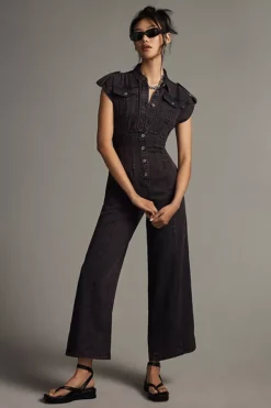 By Anthropologie Open-Back Buttondown Jumpsuit