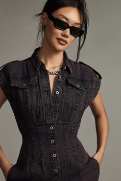 By Anthropologie Open-Back Buttondown Jumpsuit -Anthropologie Shop 4124660650005 068 b3