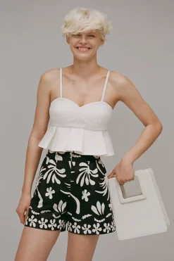 Corey Lynn Calter Printed Pleated Shorts