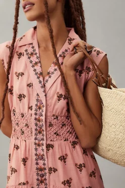 By Anthropologie Printed Buttondown Drop-Waist Dress -Anthropologie Shop 4130089450028 266 b3