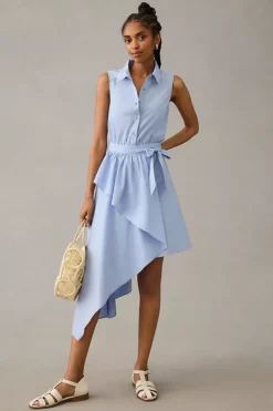 Maeve Asymmetrical Sleeveless Shirt Dress