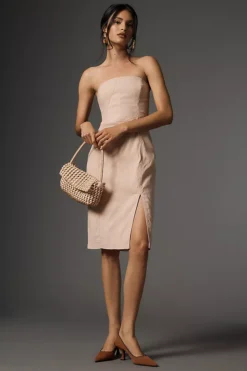 By Anthropologie Strapless Side-Slit Dress