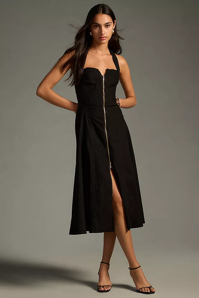By Anthropologie Zip-Front Corset Dress 1 By Anthropologie Zip-Front Corset Dress