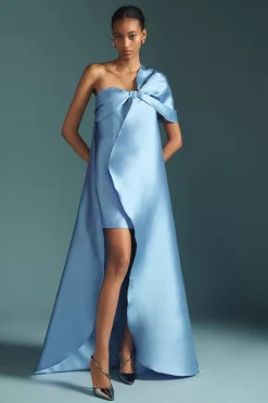 Hutch One-Shoulder Bow Train Dress