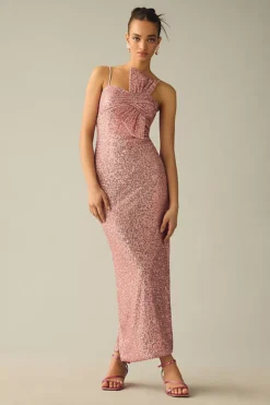 Mac Duggal Strapless Faux-Bow Sequin Column Gown