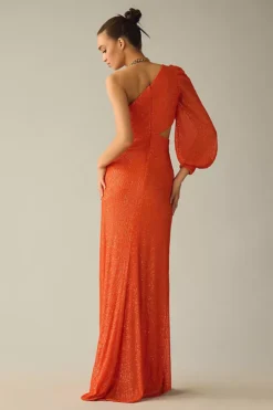 Ieena For Mac Duggal Sequin One-Shoulder Cutout Gown -Anthropologie Shop 4130637940037 084 b3