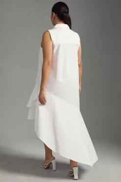 By Anthropologie Sleeveless Buttondown Asymmetrical Ruffle-Hem Dress -Anthropologie Shop 4130647160184 010 c3