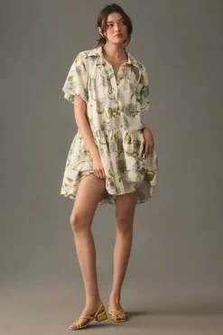 En Saison Puff-Sleeve Shirt Dress