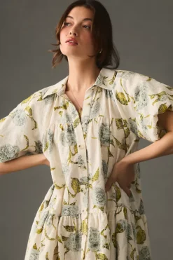 En Saison Puff-Sleeve Shirt Dress -Anthropologie Shop 4130732510040 097 b3