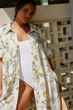 En Saison Puff-Sleeve Shirt Dress -Anthropologie Shop 4130732510040 097 c