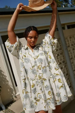 En Saison Puff-Sleeve Shirt Dress -Anthropologie Shop 4130732510040 097 c3