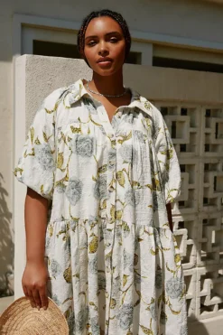 En Saison Puff-Sleeve Shirt Dress -Anthropologie Shop 4130732510040 097 c4