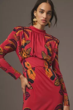 Farm Rio Long-Sleeve Mock-Neck Maxi Dress -Anthropologie Shop 4130880890106 266 b3