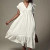 By Anthropologie V-Neck Ruffled Tiered Babydoll Dress