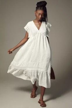 By Anthropologie V-Neck Ruffled Tiered Babydoll Dress