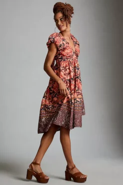 By Anthropologie Printed V-Neck Babydoll Dress -Anthropologie Shop 4130916210197 069 b3
