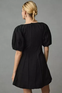 Aureta Studio Puff-Sleeve Seamed A-Line Dress -Anthropologie Shop 4130928210022 001 b2