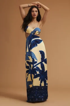 Eugenia Fernández Printed Cutout Maxi Dress