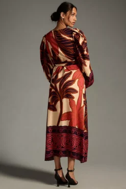Eugenia Fernández V-Neck Long-Sleeve Printed Midi Dress -Anthropologie Shop 4130949780009 096 b3