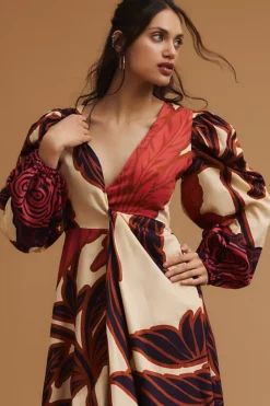 Eugenia Fernández V-Neck Long-Sleeve Printed Midi Dress -Anthropologie Shop 4130949780009 096 b6