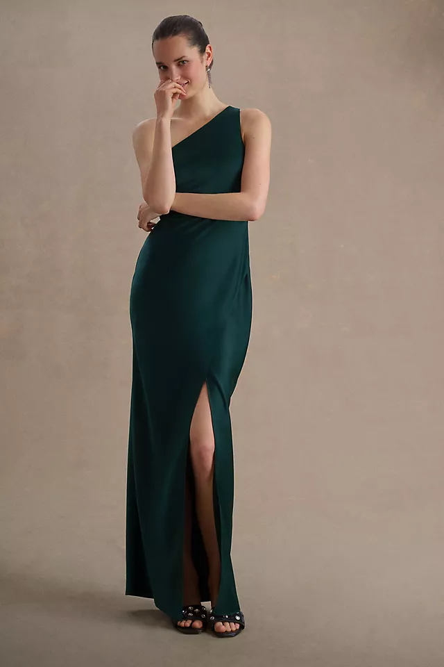 BHLDN Dylan One-Shoulder Satin Side-Slit Gown 1 BHLDN Dylan One-Shoulder Satin Side-Slit Gown