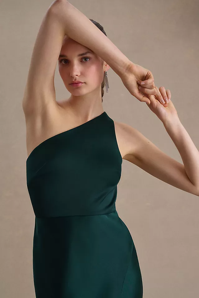 BHLDN Dylan One-Shoulder Satin Side-Slit Gown 2 BHLDN Dylan One-Shoulder Satin Side-Slit Gown - Image 2