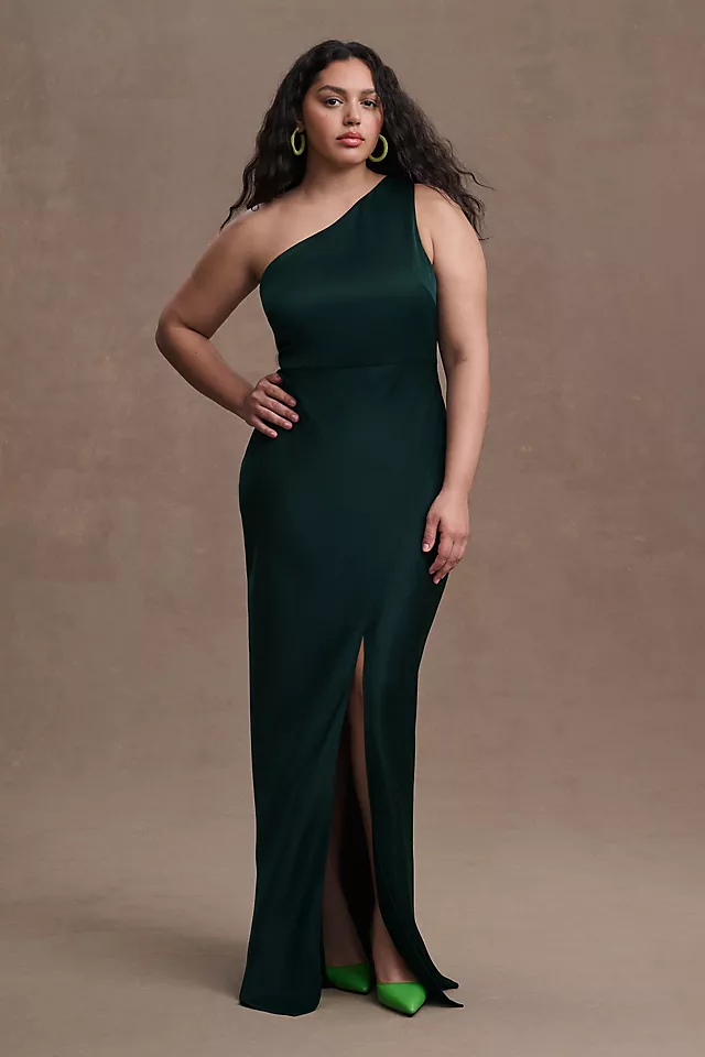 BHLDN Dylan One-Shoulder Satin Side-Slit Gown 5 BHLDN Dylan One-Shoulder Satin Side-Slit Gown - Image 5