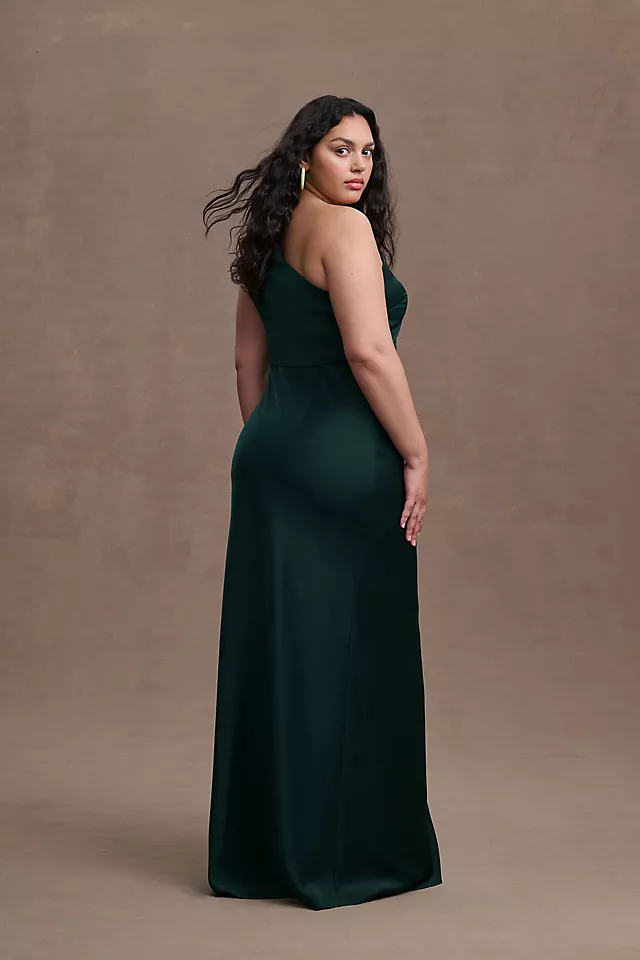 BHLDN Dylan One-Shoulder Satin Side-Slit Gown 7 BHLDN Dylan One-Shoulder Satin Side-Slit Gown - Image 7