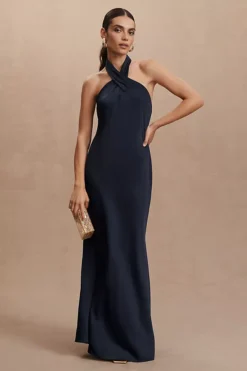 BHLDN Ruby Twist Halter Satin Gown