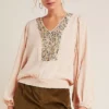 Anthropologie Kristie Sequined Peasant Blouse