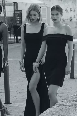 BHLDN Ashlynn Square-Neck Stretch Crepe Side-Slit Gown