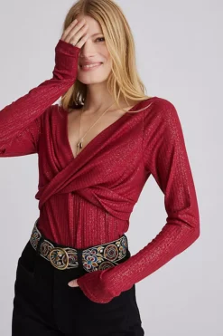 Anthropologie Twist-Front Shimmer Top