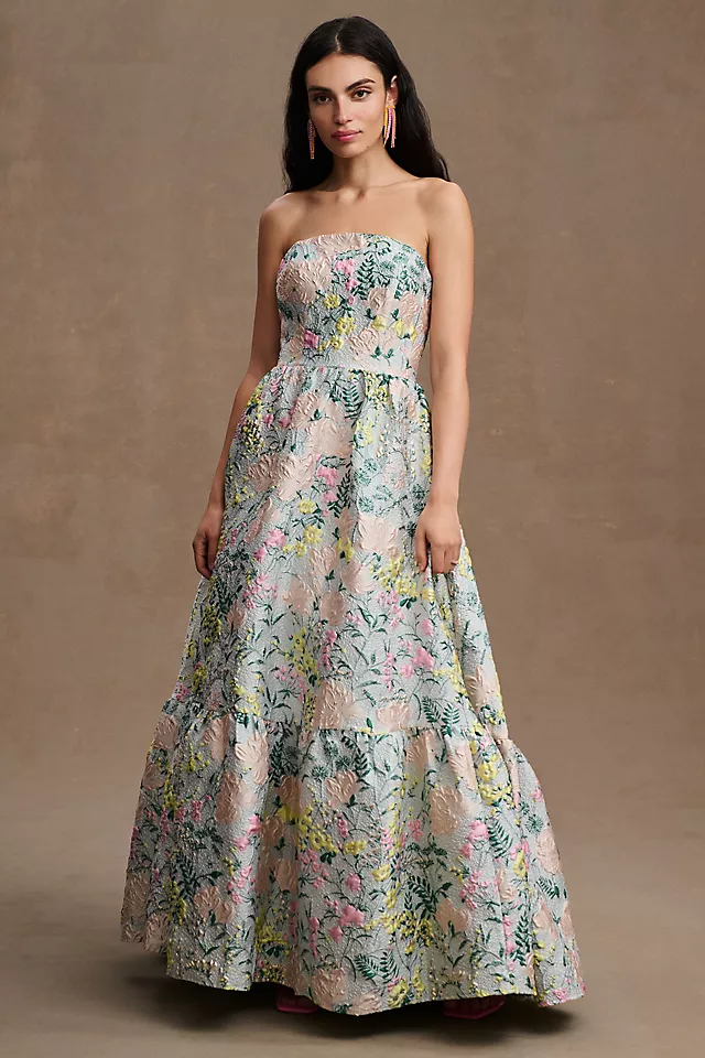 Mac Duggal Amelie Floral Brocade Strapless Gown 1 Mac Duggal Amelie Floral Brocade Strapless Gown