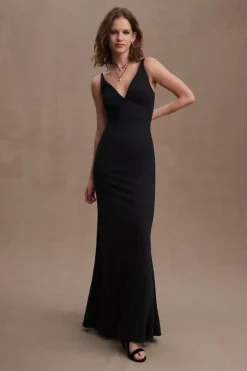 BHLDN Tatum V-Neck Stretch Crepe Gown