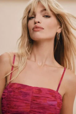 BHLDN Thalia Printed Ruched Square-Neck Ruffle Chiffon Gown -Anthropologie Shop 83940064 266 b4