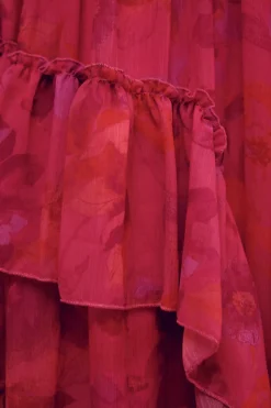 BHLDN Thalia Printed Ruched Square-Neck Ruffle Chiffon Gown -Anthropologie Shop 83940064 266 d6