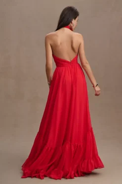 Mac Duggal Tiered Asymmetrical Halter A-Line Gown -Anthropologie Shop 84211804 060 b5