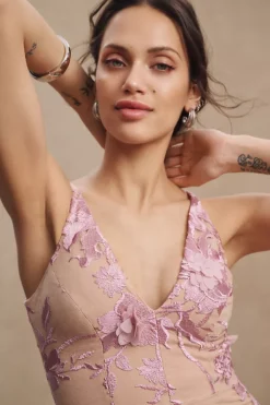 Dress The Population Audrey Fit & Flare Sheer Lace Floral Appliqué Midi Dress -Anthropologie Shop 84224757 055 b4