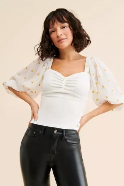 Hutch Mixed Media Metallic Top