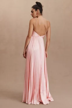AMUR Kamari Halter Open-Back Pleated A-Line Charmeuse Gown -Anthropologie Shop 85750479 066 b3